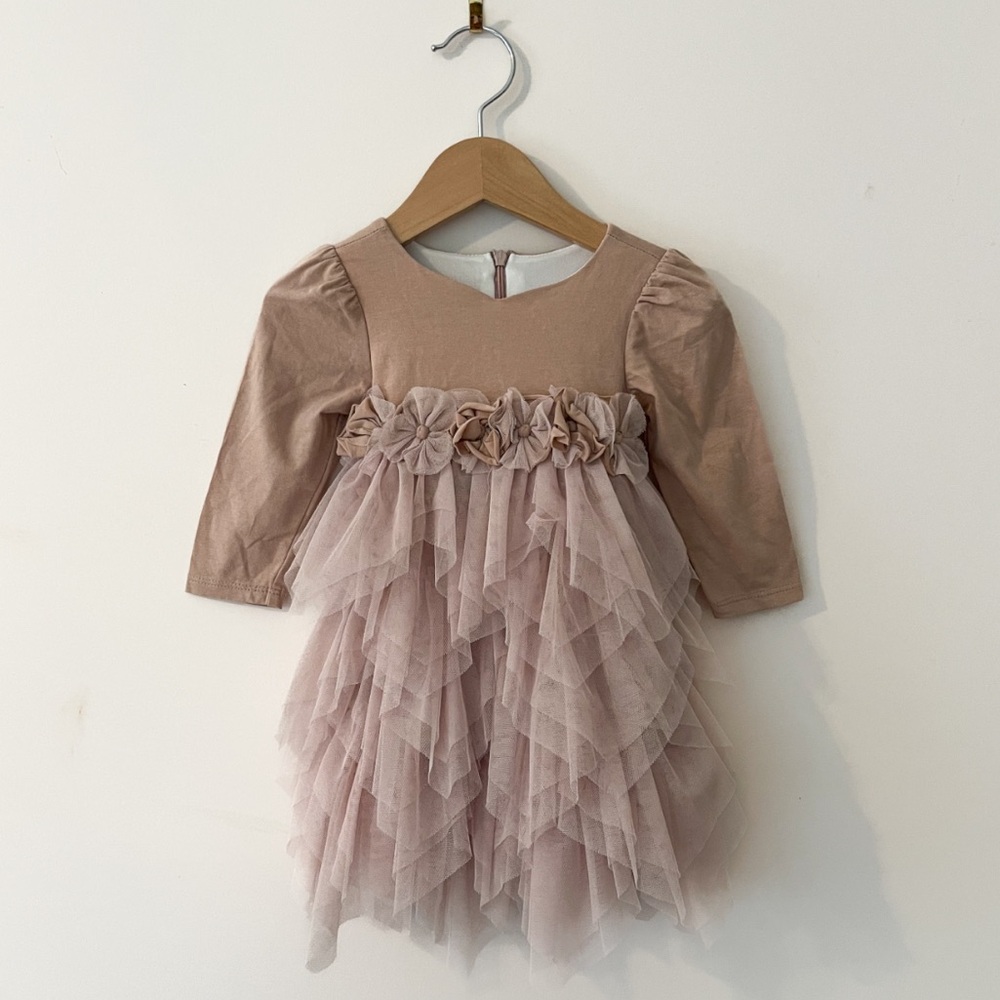 ISOBELLA & CHLOE EUC Adora Belle Dusty Mauve Layered Tulle Party Dress